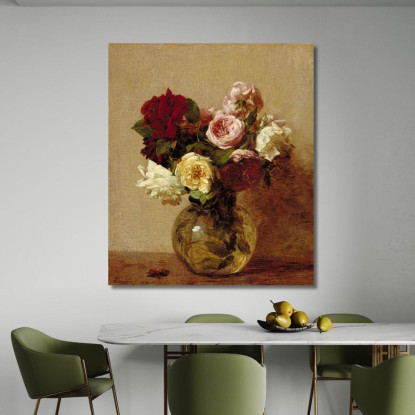 Rose Henri Fantin-Latou hfl11 quadro stampato su tela