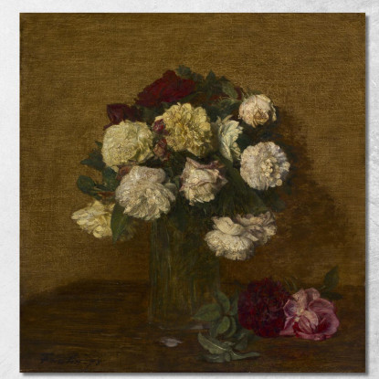 Rose In Un Vaso Henri Fantin-Latou hfl15 quadro stampato su tela