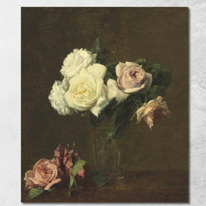 Rose Henri Fantin-Latou hfl16 quadro stampato su tela