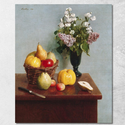 Natura Morta Con Fiori E Frutta Henri Fantin-Latou hfl20 quadro stampato su tela