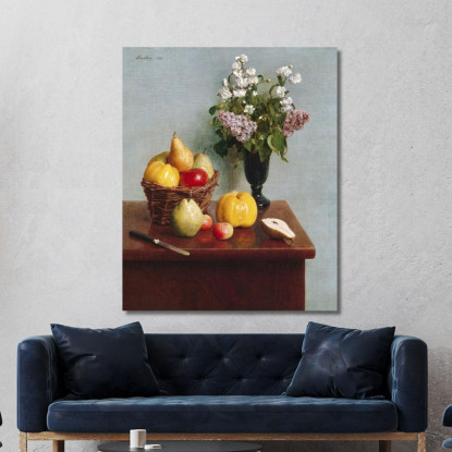 Natura Morta Con Fiori E Frutta Henri Fantin-Latou hfl20 quadro stampato su tela