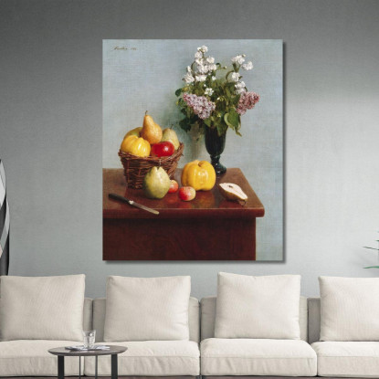 Natura Morta Con Fiori E Frutta Henri Fantin-Latou hfl20 quadro stampato su tela