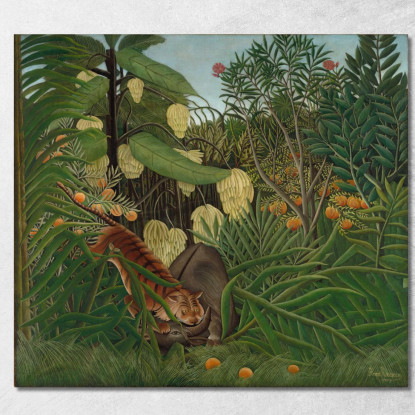 Lotta Tra Una Tigre E Un Bufalo Henri Rousseau hrs6 quadro stampato su tela