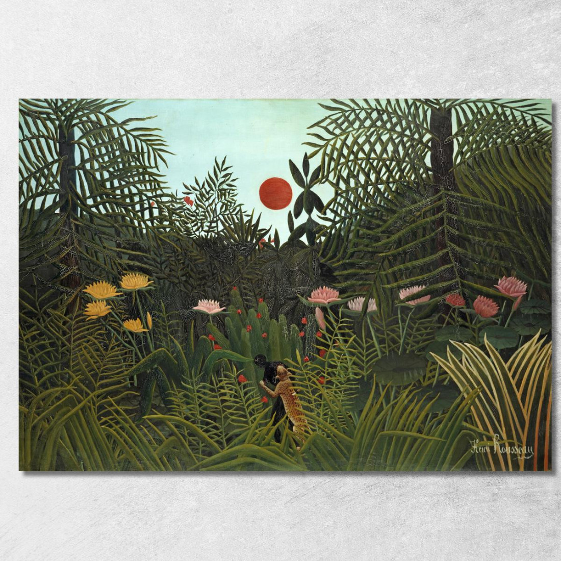 Giungla Con Tramonto Henri Rousseau hrs8 quadro stampato su tela