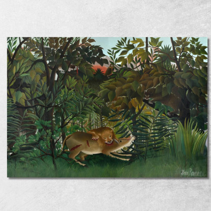 Il Leone Affamato Che Attacca Un'Antilope Henri Rousseau hrs33 quadro stampato su tela