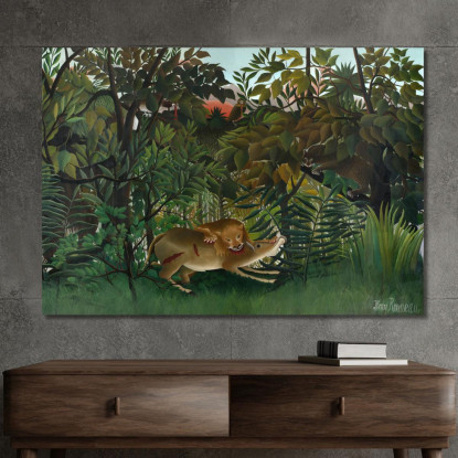 Il Leone Affamato Che Attacca Un'Antilope Henri Rousseau hrs33 quadro stampato su tela