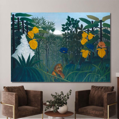 Il Pasto Del Leone Henri Rousseau hrs36 quadro stampato su tela