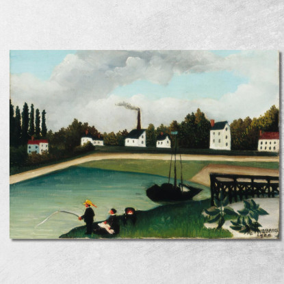 Veduta Del Quai D'Ivry Vicino Alla Senna Port À L Anglais Henri Rousseau hrs47 quadro stampato su tela