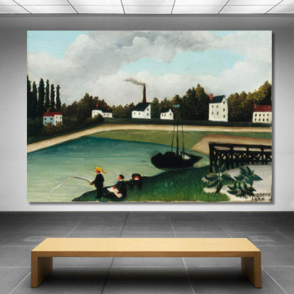 Veduta Del Quai D'Ivry Vicino Alla Senna Port À L Anglais Henri Rousseau hrs47 quadro stampato su tela