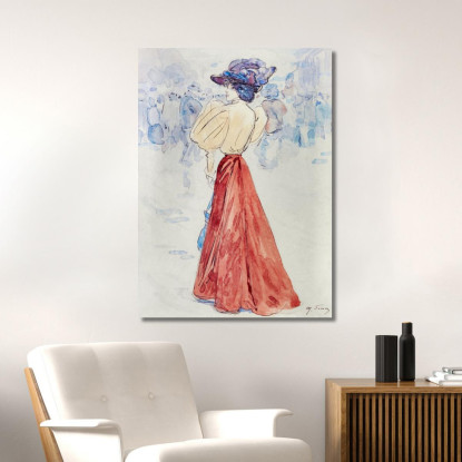 Elegante Con Gonna Rossa Henry Somm hmm10 quadro stampato su tela