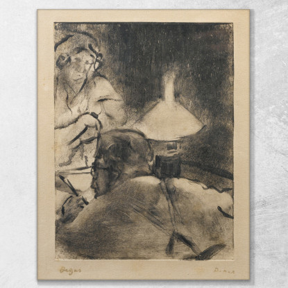 Lettura Sotto La Lampada (M. Cardinale) Edgar Degas edg191 quadro stampato su tela