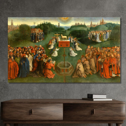 Adorazione Dell'Agnello Jan van Eyck jve4 quadro stampato su tela