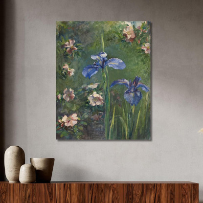 Rose Selvatiche E Iris John La Farge jlf44 quadro stampato su tela