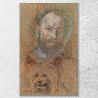 Ludovic Lepic Tiene In Braccio Il Suo Cane Edgar Degas edg201 quadro stampato su tela