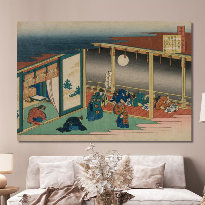 Poesia Dell'Imperatore Sanjo katsushika hokusai khk48 quadro stampato su tela