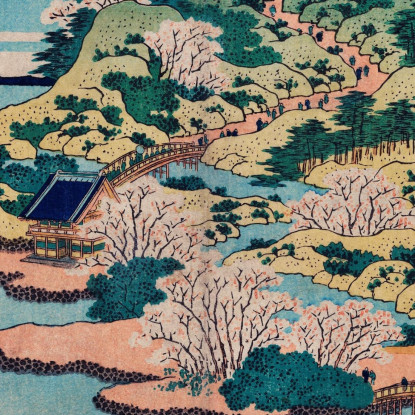 Sesshu Ajigawaguchi Tenposan katsushika hokusai khk61 quadro stampato su tela