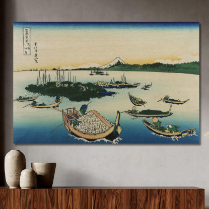 Tsukudajima In Musashi Province katsushika hokusai khk96 quadro stampato su tela