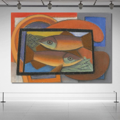 Studio Per Pesci In Teca Di Vetro Mark Gertler mgr28 quadro stampato su tela