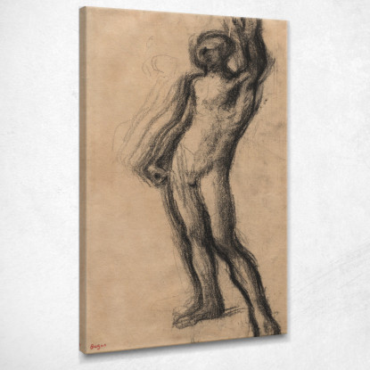 Uomo Nudo In Piedi Con La Mano Sinistra Alzata Edgar Degas edg217 quadro stampato su tela