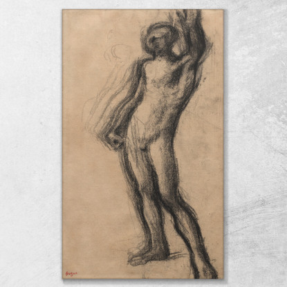 Uomo Nudo In Piedi Con La Mano Sinistra Alzata Edgar Degas edg217 quadro stampato su tela