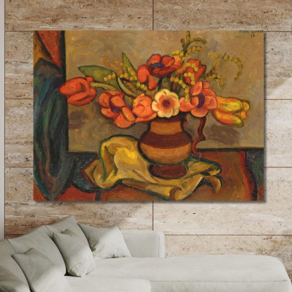 Tulipani E Mimosa Mark Gertler mgr37 quadro stampato su tela