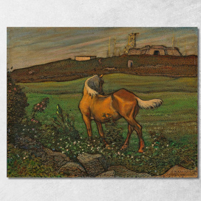 Cavallo Giallo Nils Kreuger nkr61 quadro stampato su tela