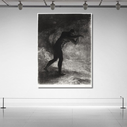 E L'Uomo Apparve Interrogando La Terra Dalla Quale Era Emerso E Che Lo Attraeva E Lo Fece Impazzire. Odilon Redon ord5 quadro s