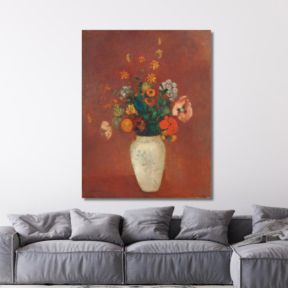 Bouquet In Un Vaso Cinese Odilon Redon ord10 quadro stampato su tela