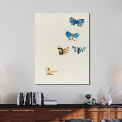 Cinque Farfalle Odilon Redon ord22 quadro stampato su tela