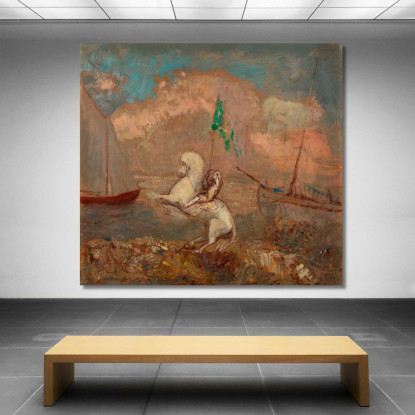 Cavaliere Sulla Spiaggia Con Due Navi Odilon Redon ord59 quadro stampato su tela