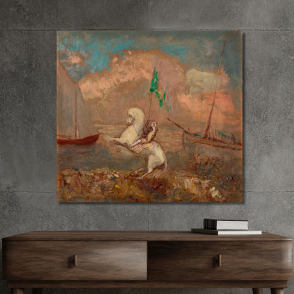 Cavaliere Sulla Spiaggia Con Due Navi Odilon Redon ord59 quadro stampato su tela