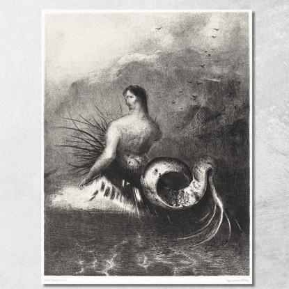 La Sirena Vestita Di Punte Emerse Dalle Onde Odilon Redon ord79 quadro stampato su tela