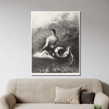 La Sirena Vestita Di Punte Emerse Dalle Onde Odilon Redon ord79 quadro stampato su tela