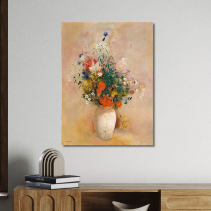 Vaso Di Fiori Sfondo Rosa Odilon Redon ord85 quadro stampato su tela