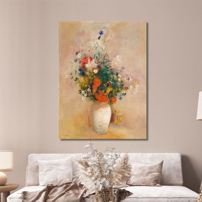 Vaso Di Fiori Sfondo Rosa Odilon Redon ord85 quadro stampato su tela