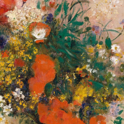 Vaso Di Fiori Sfondo Rosa Odilon Redon ord85 quadro stampato su tela