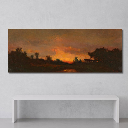 Paesaggio Con Tramonto Théodore Rousseau trs20 quadro stampato su tela
