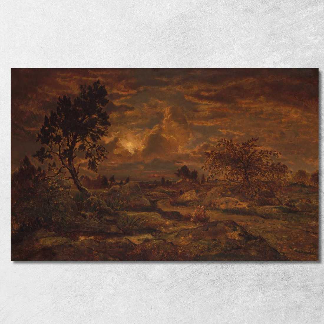 Tramonto Vicino Ad Arbonne Théodore Rousseau trs34 quadro stampato su tela