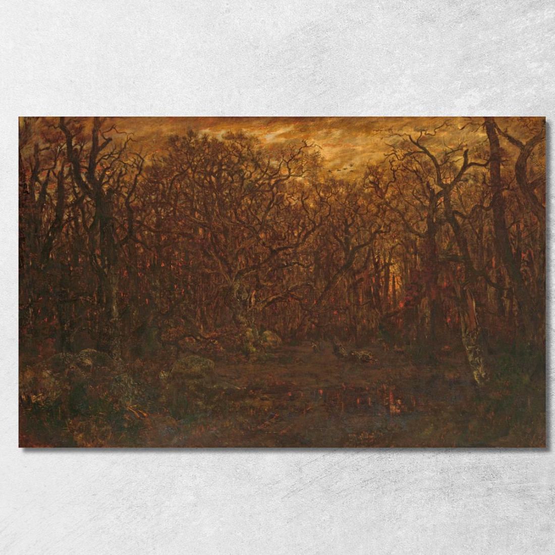 La Foresta In Inverno Al Tramonto Théodore Rousseau trs37 quadro stampato su tela