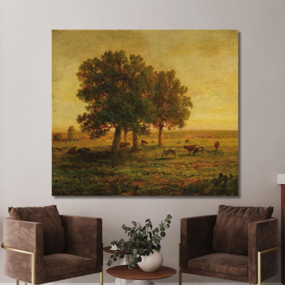 Mucche Sotto Un Gruppo Di Querce Apremont Théodore Rousseau trs44 quadro stampato su tela