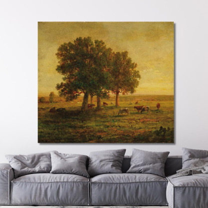 Mucche Sotto Un Gruppo Di Querce Apremont Théodore Rousseau trs44 quadro stampato su tela