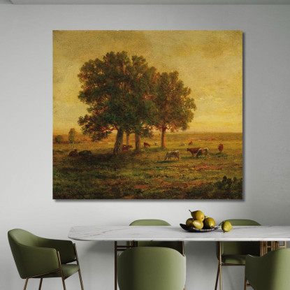 Mucche Sotto Un Gruppo Di Querce Apremont Théodore Rousseau trs44 quadro stampato su tela