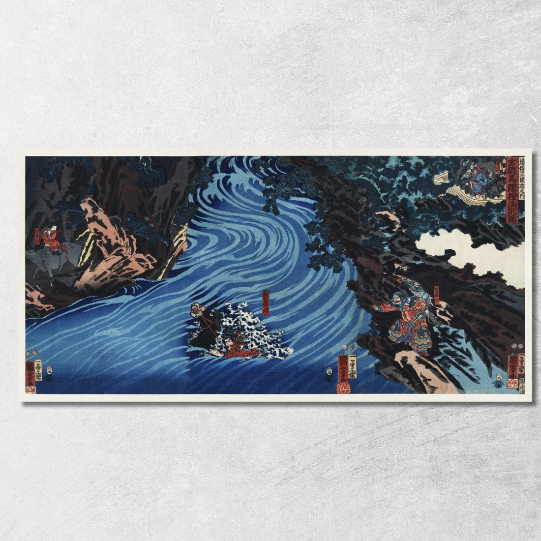 Gentoku Uma O Odorashite Tankei O Koeru Zu Utagawa Kuniyoshi ukn12 quadro stampato su tela