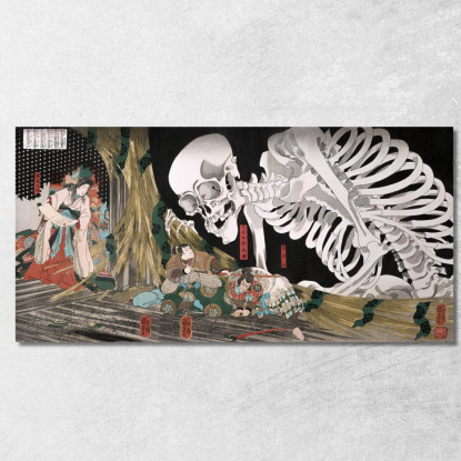 Mitsukuni Sfida Lo Spettro Dello Scheletro Utagawa Kuniyoshi ukn23 quadro stampato su tela