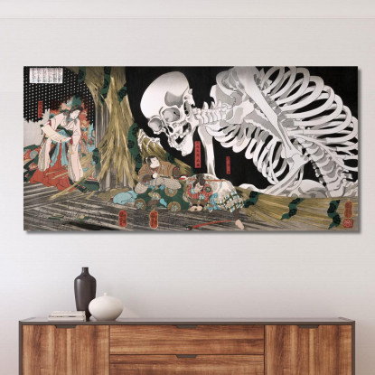 Mitsukuni Sfida Lo Spettro Dello Scheletro Utagawa Kuniyoshi ukn23 quadro stampato su tela