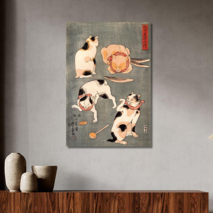 Foglio Destro Di Un Trittico Utagawa Kuniyoshi ukn32 quadro stampato su tela