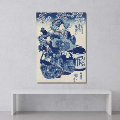 Tamaya Uchi Usugumo Utagawa Kuniyoshi ukn41 quadro stampato su tela