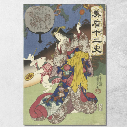 Segno Della Lepre Utagawa Kuniyoshi ukn42 quadro stampato su tela