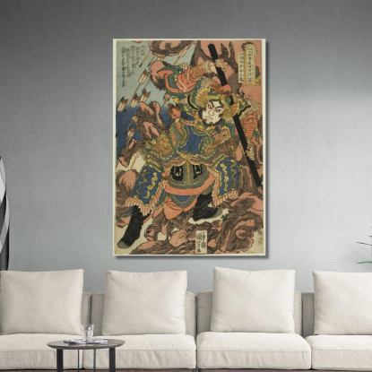 Zheng Tianshou Hakumenrokun Teitenja Utagawa Kuniyoshi ukn48 quadro stampato su tela