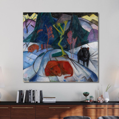 Un Bisonte In Inverno Il Bisonte Rosso Franz Marc fmr1 quadro stampato su tela